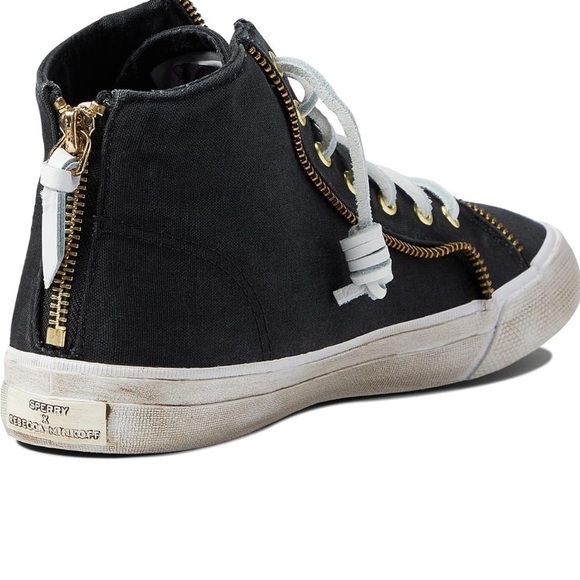 Sperry x Rebecca Minkoff Washed Canvas High Top Sneakers in Black 9.5 - Picture 9 of 15